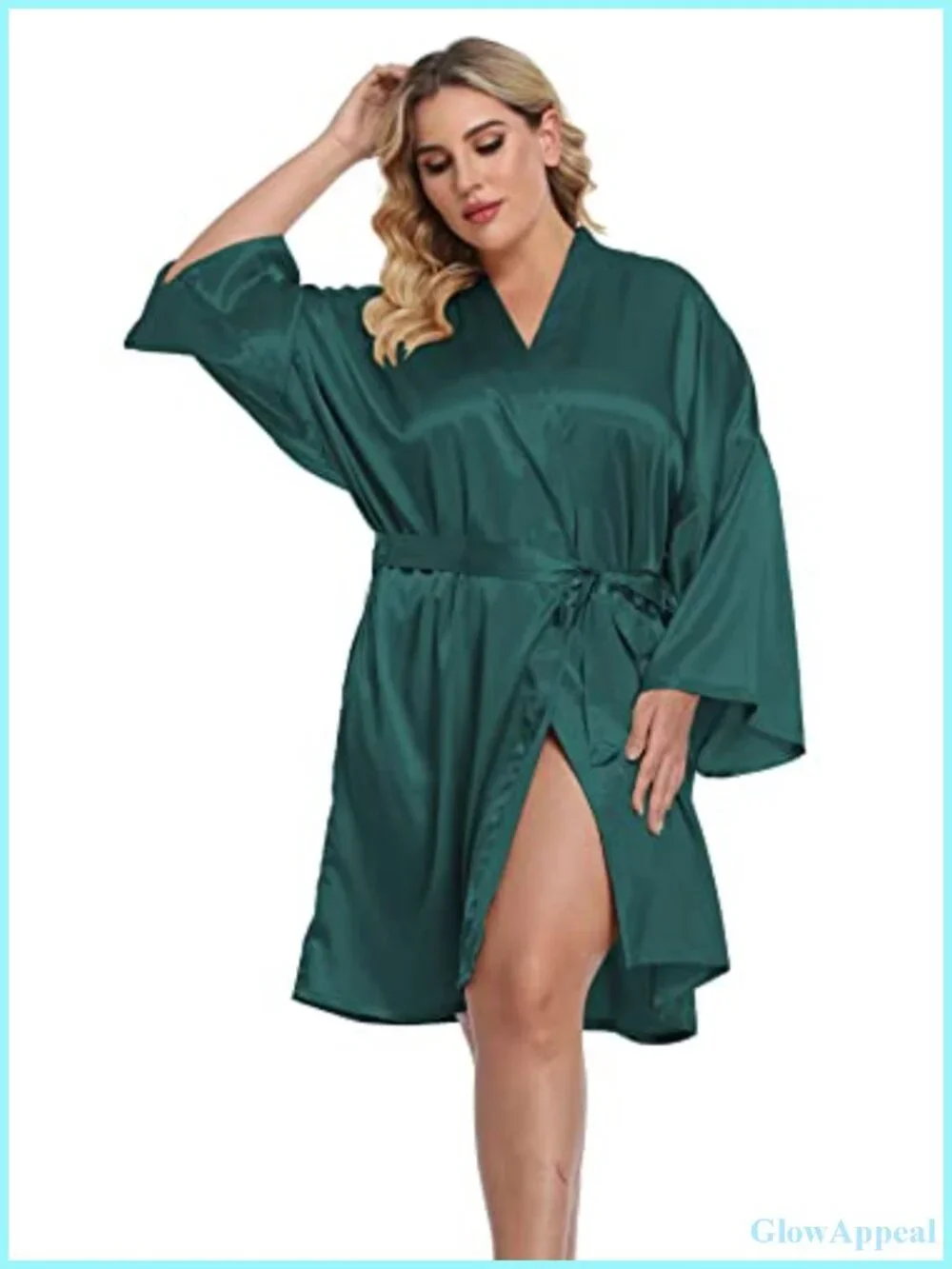 Plus Size Short Silky Bathrobes Satin Kimono Robes Bride Bridesmaid Loungewear